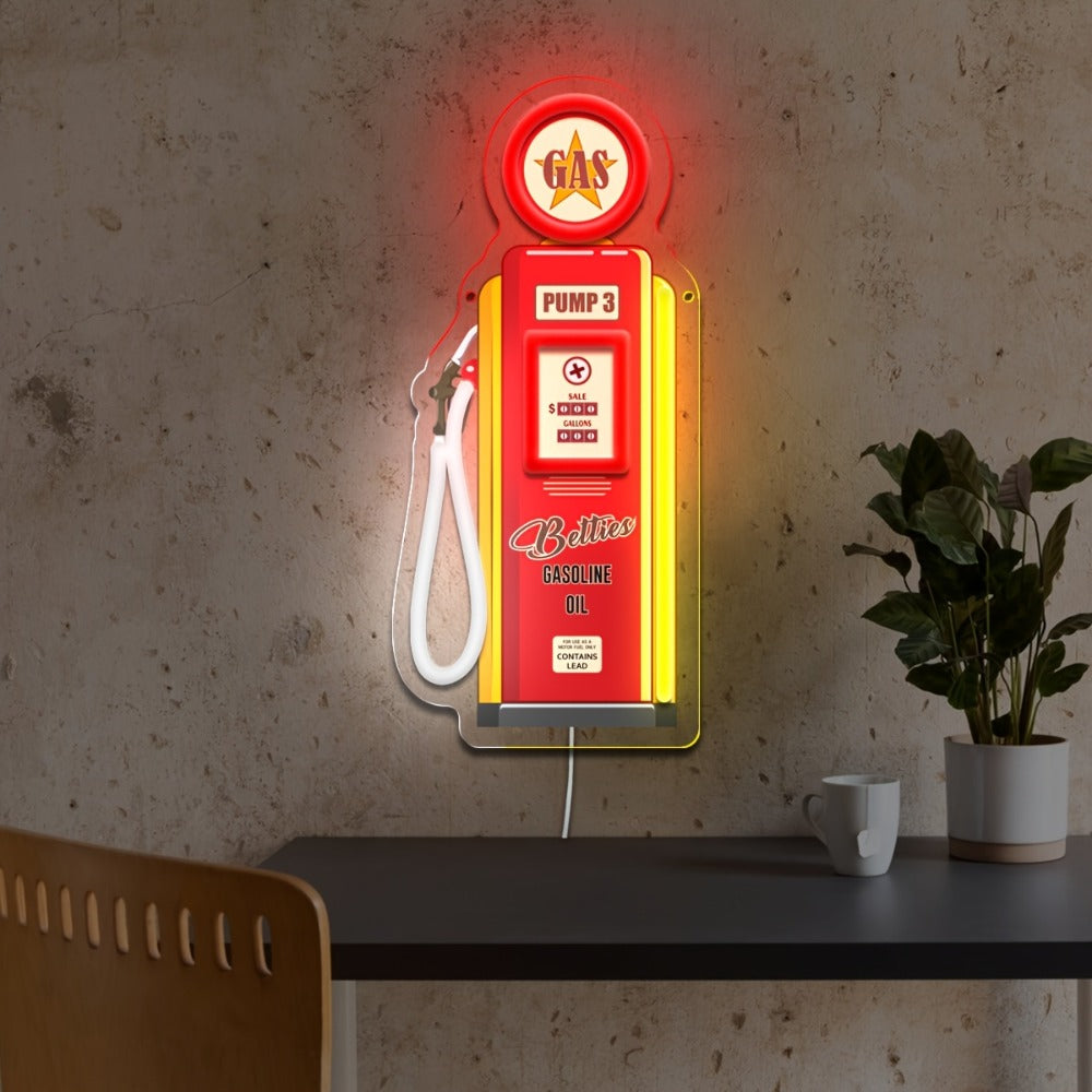 Retro Gas Pump or Fire Extinguisher LED Neon Sign with USB Power, Switch Control and Two Designs