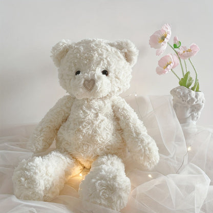 Stuffed Animal White Teddy Bear with Loving Heart Detail, Kawaii Theme and One product details Style