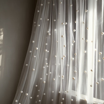 White Pearl Sheer Tulle Fabric Roll 160x300cm – Elegant Organza Mesh for Wedding Backdrop Table Skirt Window Drape Party Decoration Bridal