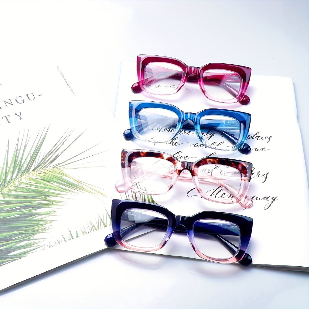 Reading Glasses 4-Pack Cat-Eye Floral Gradient Frames with Metal Spring Hinges and 1.0x to 4.0x Options
