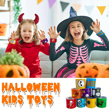 Halloween Slap Bracelets Bulk for Kids, 54/100PCS Halloween Party Favors for Boys & Girls, Spooky Bag Stuffers