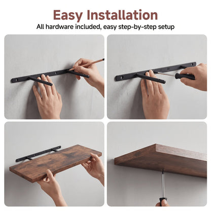 Floating Shelves for Wall 4pcs 15.8in – Wall Mounted Shelf with Invisible Bracket for Bathroom, Living Room, Bedroom, Kitchen