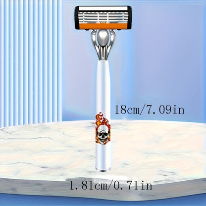 Men's Safety Razor with Replacement Blades - Anti-Slip Stainless Steel Handle Shaver for Beard & Sideburns