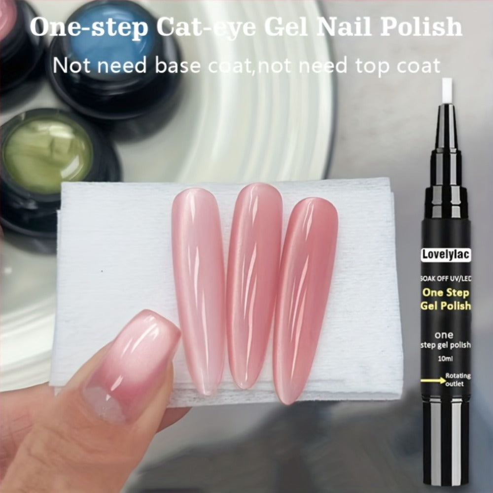 Magnetic Cat Eye Gel Nail Polish Pen 3-in-1 All-in-One Base Coat Color Top Coat – Ultra-Bright High-Saturation Polygel