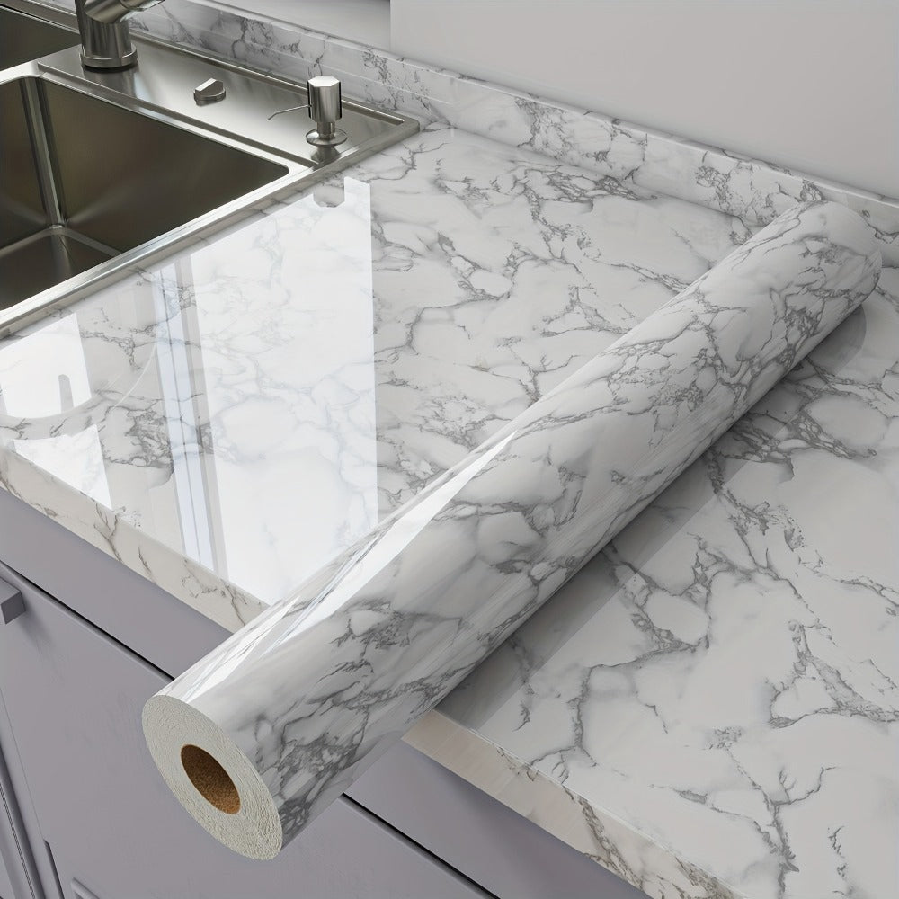 Marble Peel and Stick Wallpaper Roll – Oil-Proof Self-Adhesive Wall Contact Paper for Kitchen Backsplash Bathroom Countertop