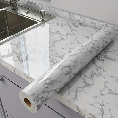 Marble Peel and Stick Wallpaper Roll – Oil-Proof Self-Adhesive Wall Contact Paper for Kitchen Backsplash Bathroom Countertop
