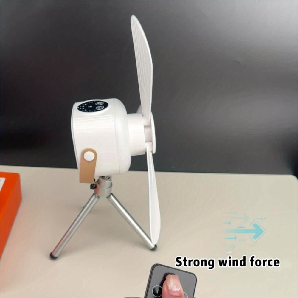 Portable Fan USB-Powered Hanging Tent Model with Remote Control, LED Light and Optional Triangular Stand