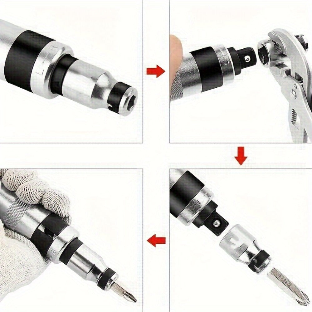 Impact Screwdriver Set 13-Piece – Shock Screw Bits, Chisel Bits & Screw Extractor Remover Kit, Multifunctional Metal Shock Driver Tool Set