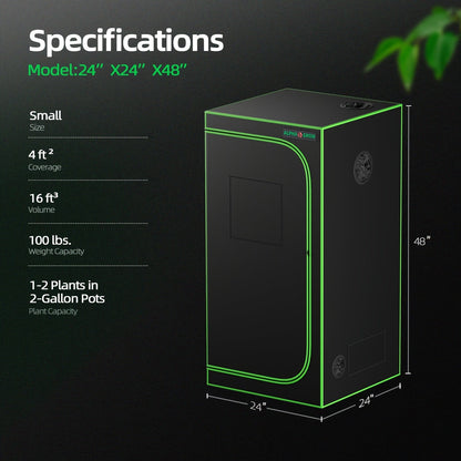 ALPHAGROW Grow Tent Greenhouse Portable 2X2/3X3/4X2/4X4 Ft High Reflective 1680D Mylar Canvas for Garden, Patio and Yard Use