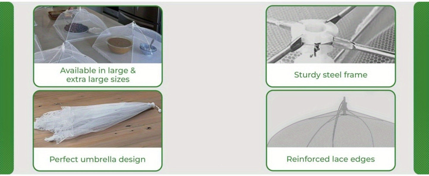 Pop-Up Mesh Food Covers for Outdoor Use – Large Collapsible Tent Covers for Picnic, BBQ, Buffet & Gatherings (3pcs / 9pcs)