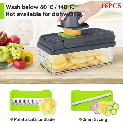 Vegetable Chopper Multifunctional Food Slicer Dicer Cutter 8 Blades Kitchen Tool Set for Bath Time, Home Spa and Personal Care