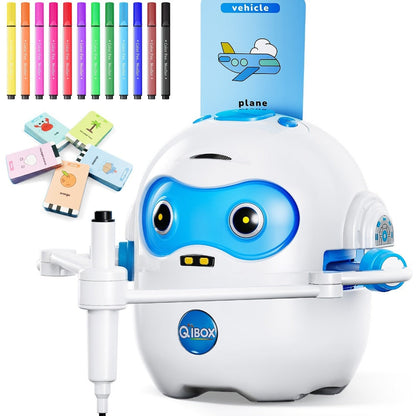 Drawing Robot for Kids Ages 3-8, Rechargeable 4-in-1 Interactive Learning Machine with 100 Drawing Cards & Color Pens