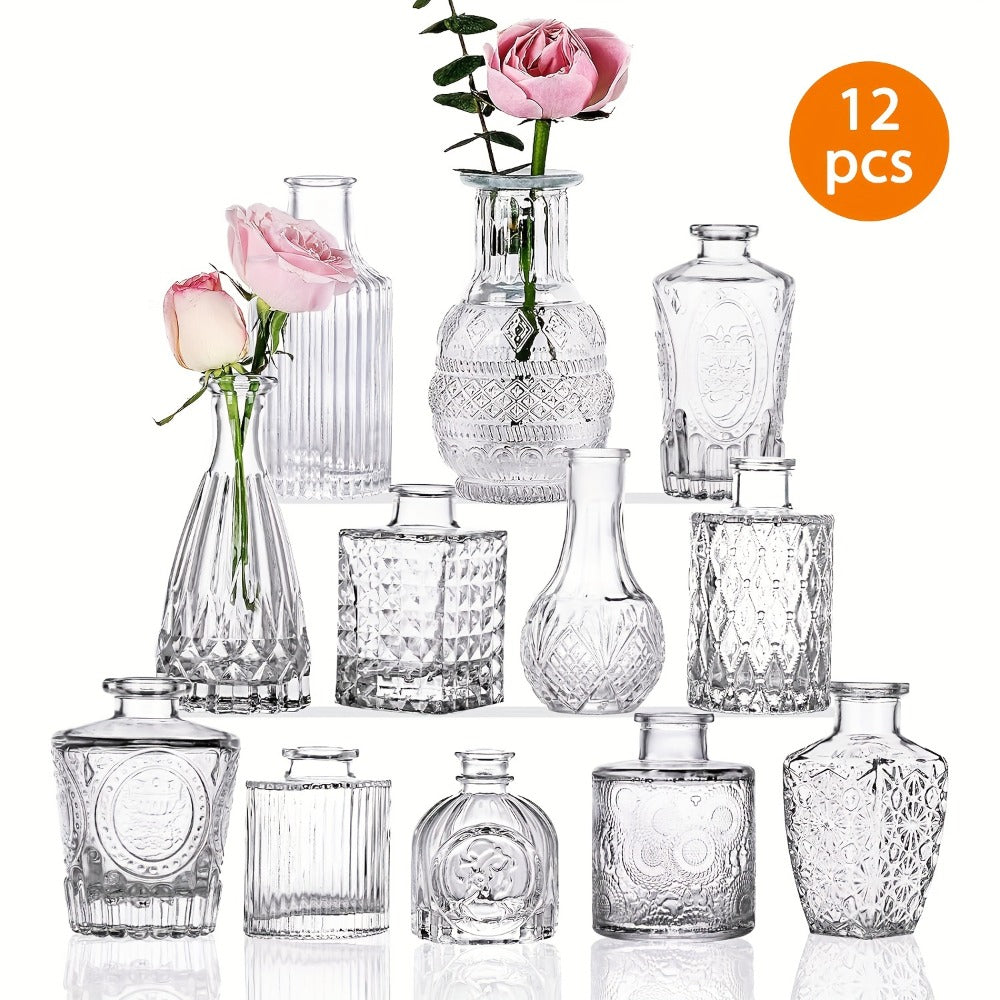 Glass Bud Vases Bulk Set – Clear Flower Vases for Wedding Table Centerpieces, Home Decor, Birthday, Anniversary & Holiday Party Decorations