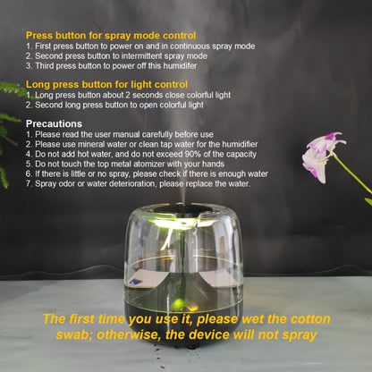 Cool Mist Humidifier with 7-Color Night Light & Transparent Tank, USB Quiet Humidifier 24H Runtime