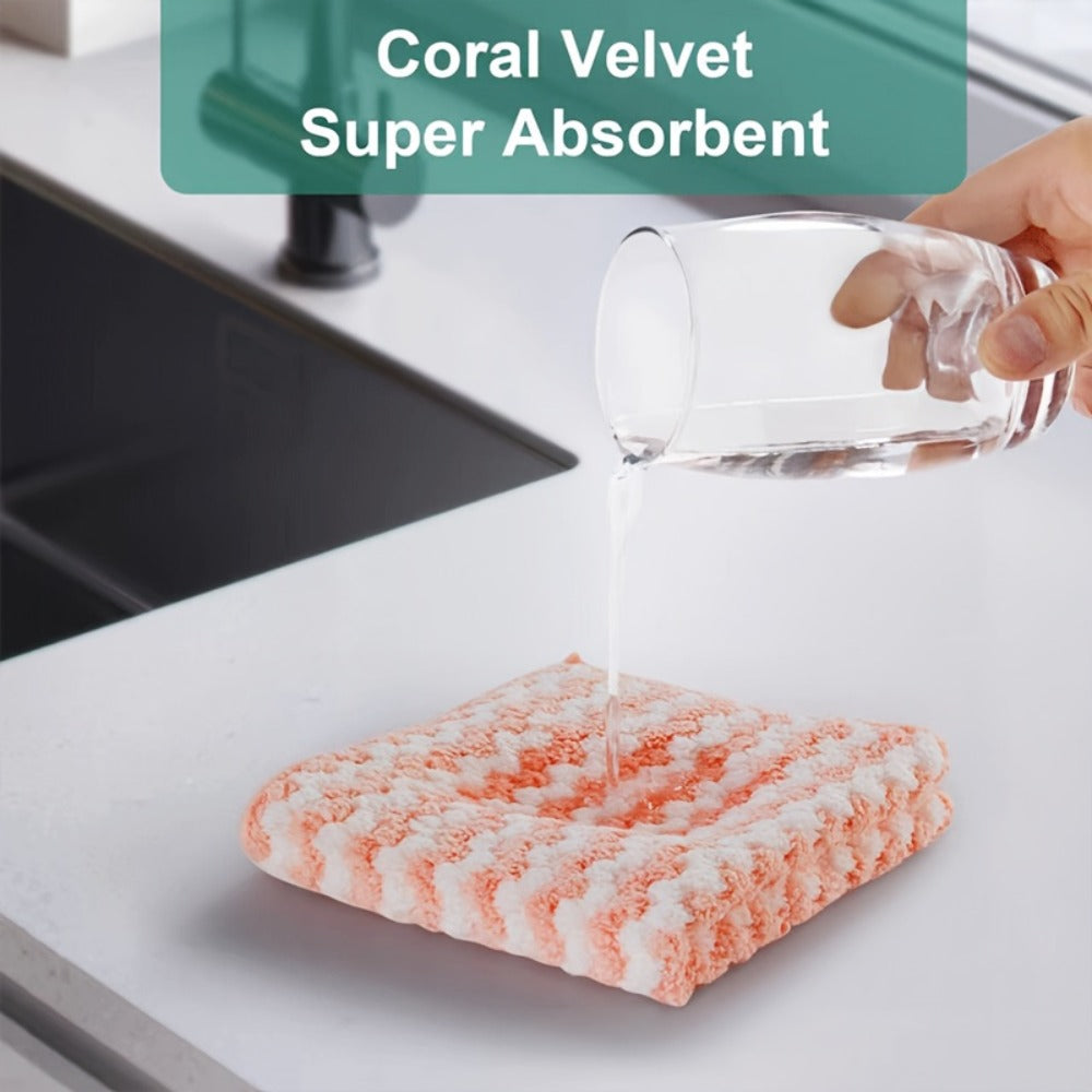 Microfiber Cleaning Cloths 18 Pack Ultra-Fine Fiber Reusable Dishwashing Cloths Knit Texture Multi-Color Assorted for Home Kitchen Dish