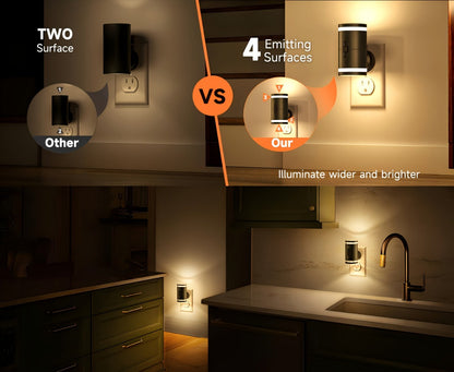 LED Night Light Plug In Dusk to Dawn Sensor, 5-120LM Adjustable Brightness, 3 Color Temperatures
