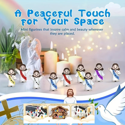 Mini Christian Statues Bulk 50pcs God Bless You Colorful Crosses Vintage Religious Figurines for Entryways, Bedrooms and Living Spaces