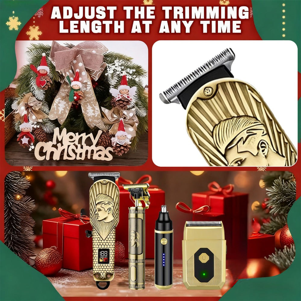 USB Precision Hair Clipper Set for Men, Wireless Electric Clippers & Nose Trimmer Shaver for Everyday Face, Beard and Body Grooming