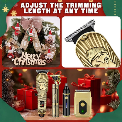 USB Precision Hair Clipper Set for Men, Wireless Electric Clippers & Nose Trimmer Shaver for Everyday Face, Beard and Body Grooming