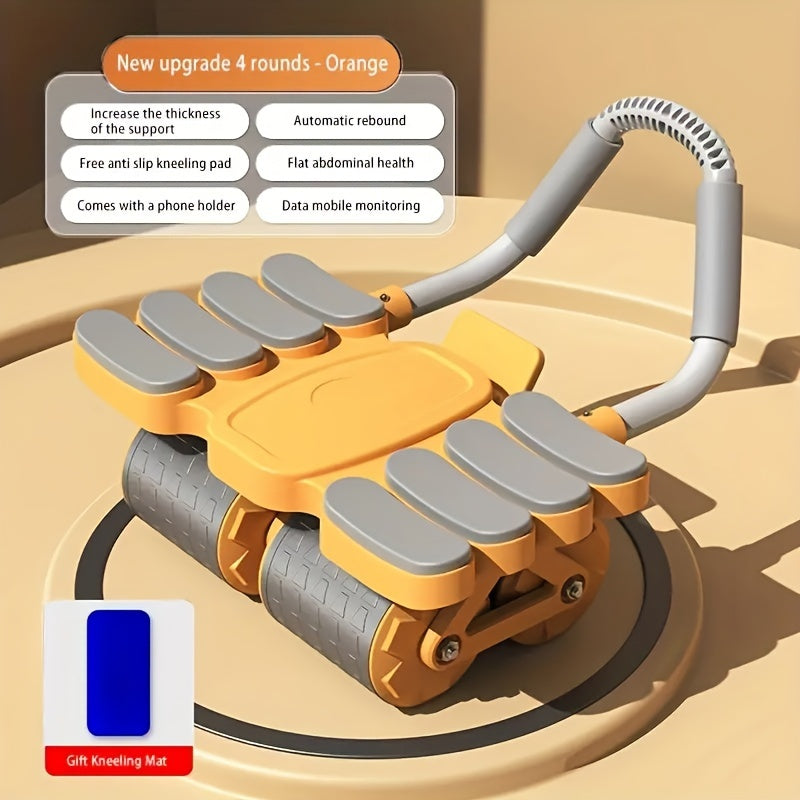Ab Wheel Roller Automatic Rebound 8-Elbow Design, Core & Full Body Workout Abdominal Wheel with Phone Holder