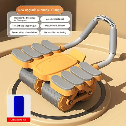 Ab Wheel Roller Automatic Rebound 8-Elbow Design, Core & Full Body Workout Abdominal Wheel with Phone Holder