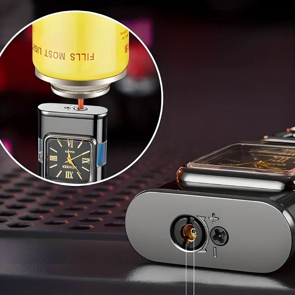 Double Flame Retro Metal Lighter Windproof Refillable Butane Outdoor Portable Quartz Ignition Dragon Eagle Gun Type Ice Golden Bronze