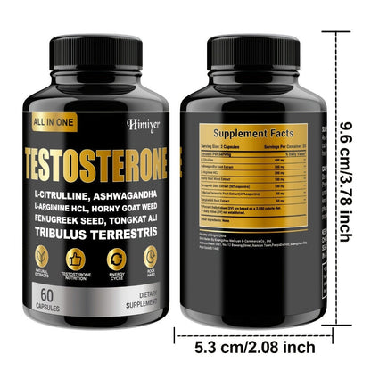 Male Testosterone Support Capsules with Maca Root, Epimedium, L-Citrulline & Ashwagandha, Men's Vitality