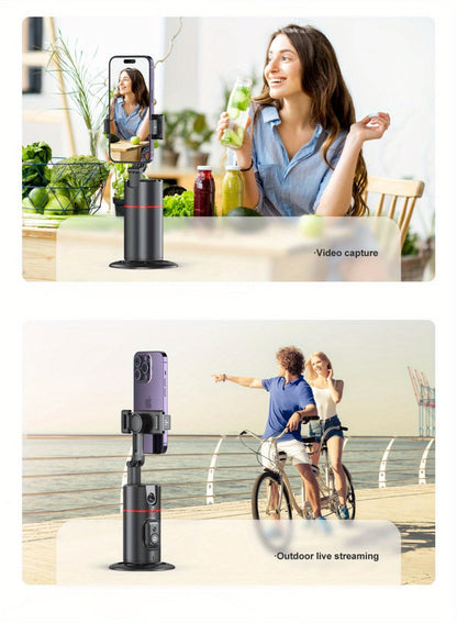 Gesture Control Auto Face Tracking Tripod with 360° Rotation & Wireless Remote No App Required