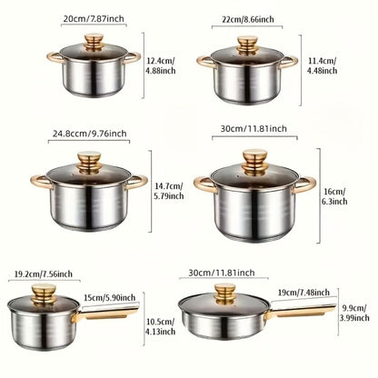 Stainless Steel Deep Pot Cookware Set 10 & 12 Piece with Lids & Dual Handles – Oven Safe Soup Hot Pot Pasta Seafood Stew Pots | Silver Pink