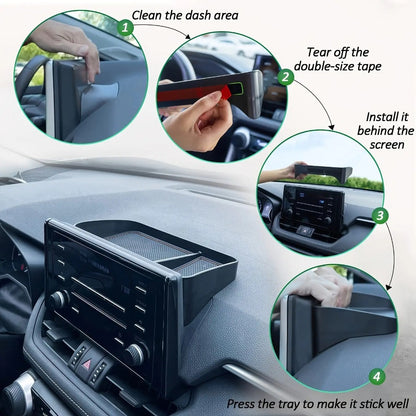 Car Dashboard Non-Slip Tray Organizer – Rubber Base Open Front Holder for Phone Keys Coins Cards, Universal Anti-Slip Car Dash Storage Tray