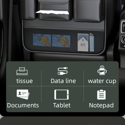 Seatback Car Organizer with Fold-Down Tray, Cup Recesses, Tissue Opening and One- or Two-Piece Packs
