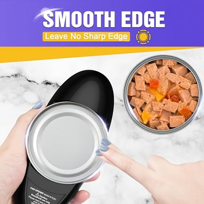 Elongated Cordless Can Opener with Raised One-Click Button in Red or Black Battery-Powered Models