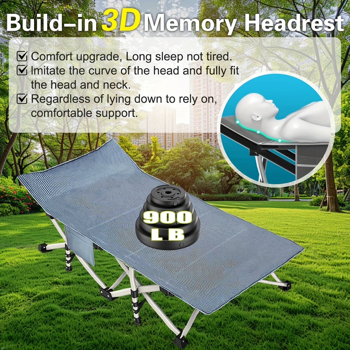 Padded Folding Camping Cot in Standard or XXL Sizes with Blue, Purple, Brown and Two-Pack Options