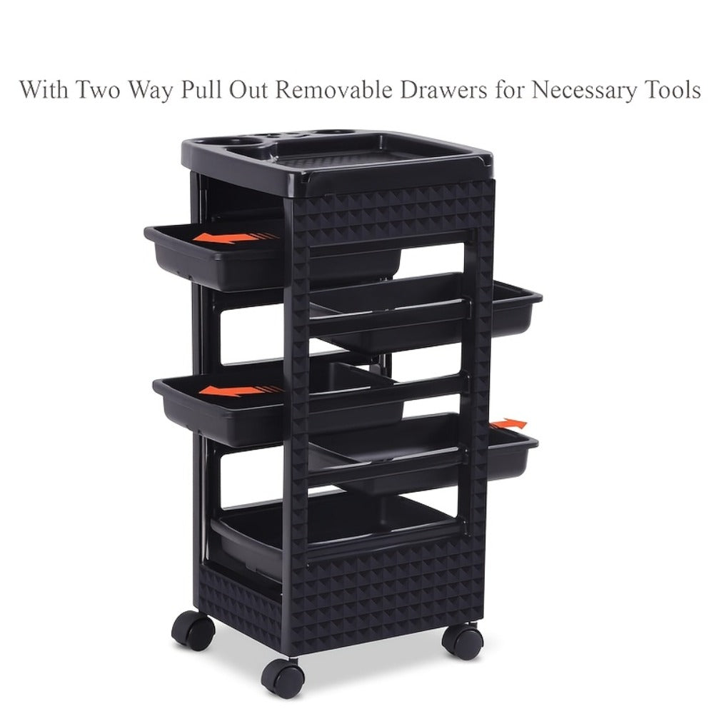 5-Drawer Salon Trolley Cart on Wheels – Professional ABS Rolling Beauty Storage Organizer for Hair Stylist Barber Spa Nail Tattoo Studio