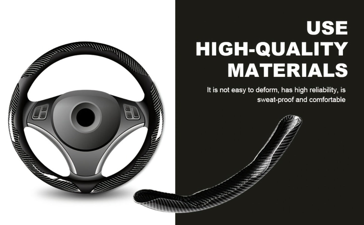 Steering Wheel Cover Carbon Fiber 3Pcs – Anti-Slip Scratch-Resistant Protector for Toyota RAV4, Camry, Corolla, Highlander, Tacoma, Tundra