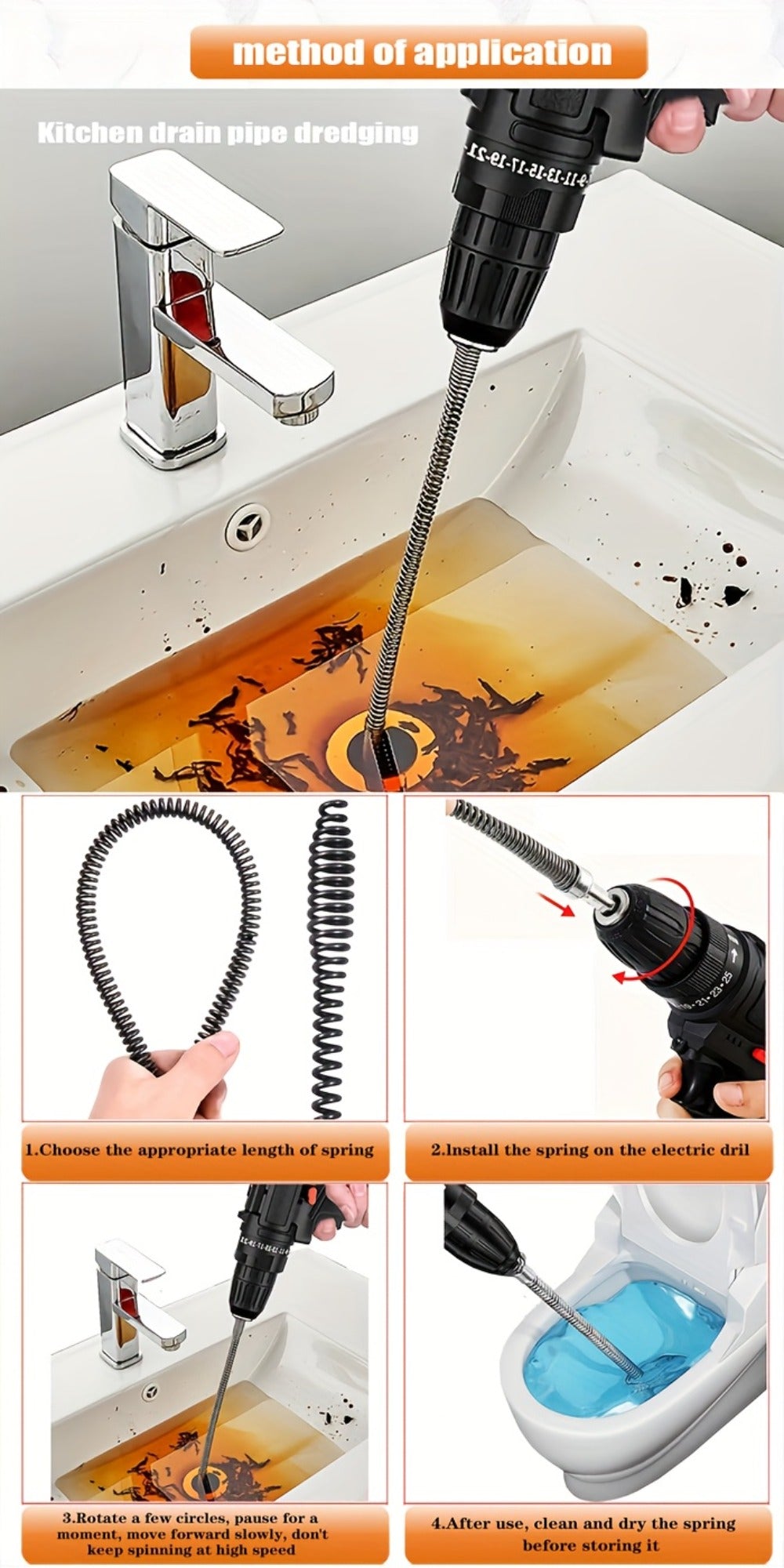 Drain Snake Pipe Unclogger 59 Inch Flexible Hair Clog Remover Tool for Sink, Toilet & Bathroom Drain