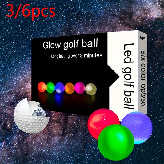 LED Golf Balls Glow in the Dark – 6 Pack Multi-Color Light Up Golf Balls for Night Play, Impact Activated, 40Hr Battery