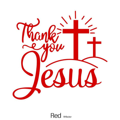 Thank You Jesus Cross Vinyl Decal Set, Four-Piece Design in Seven Colors for Vehicle Windows and Body Panels