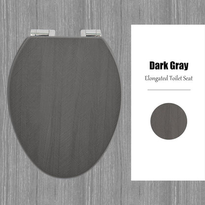 Slow Close Toilet Seat Round 19 Inch, Dark Grey -Close Toilet Lid with Alloy Hinges, Easy Clean Quick-Release