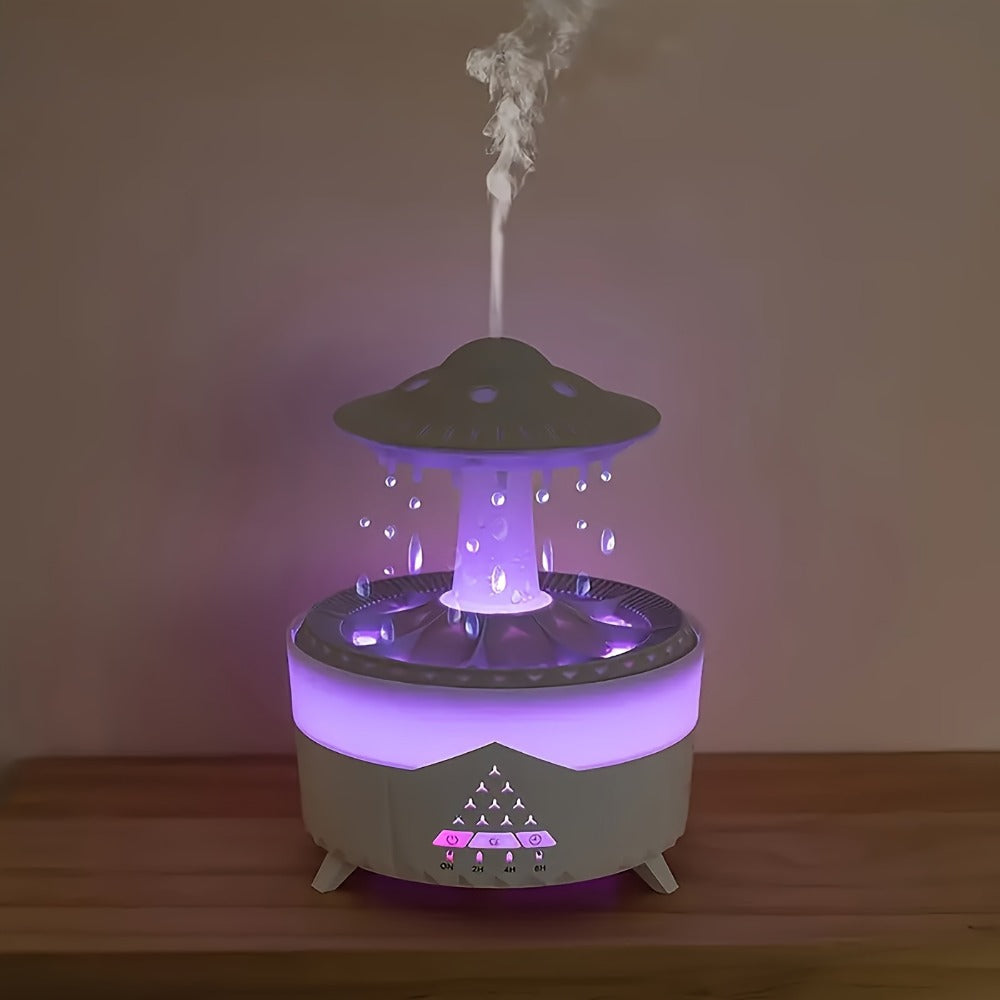 Raindrop Aroma Diffuser with Warm Center Light, Remote and Body-Button Controls in Black or White