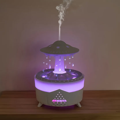 Raindrop Aroma Diffuser with Warm Center Light, Remote and Body-Button Controls in Black or White