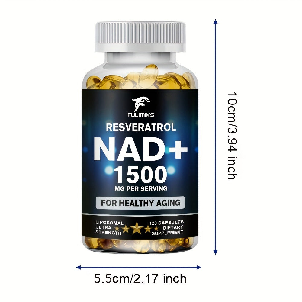 NAD+ Supplement Capsules with Resveratrol, Cellular Energy, & Daily Vitality Support for Women & Men