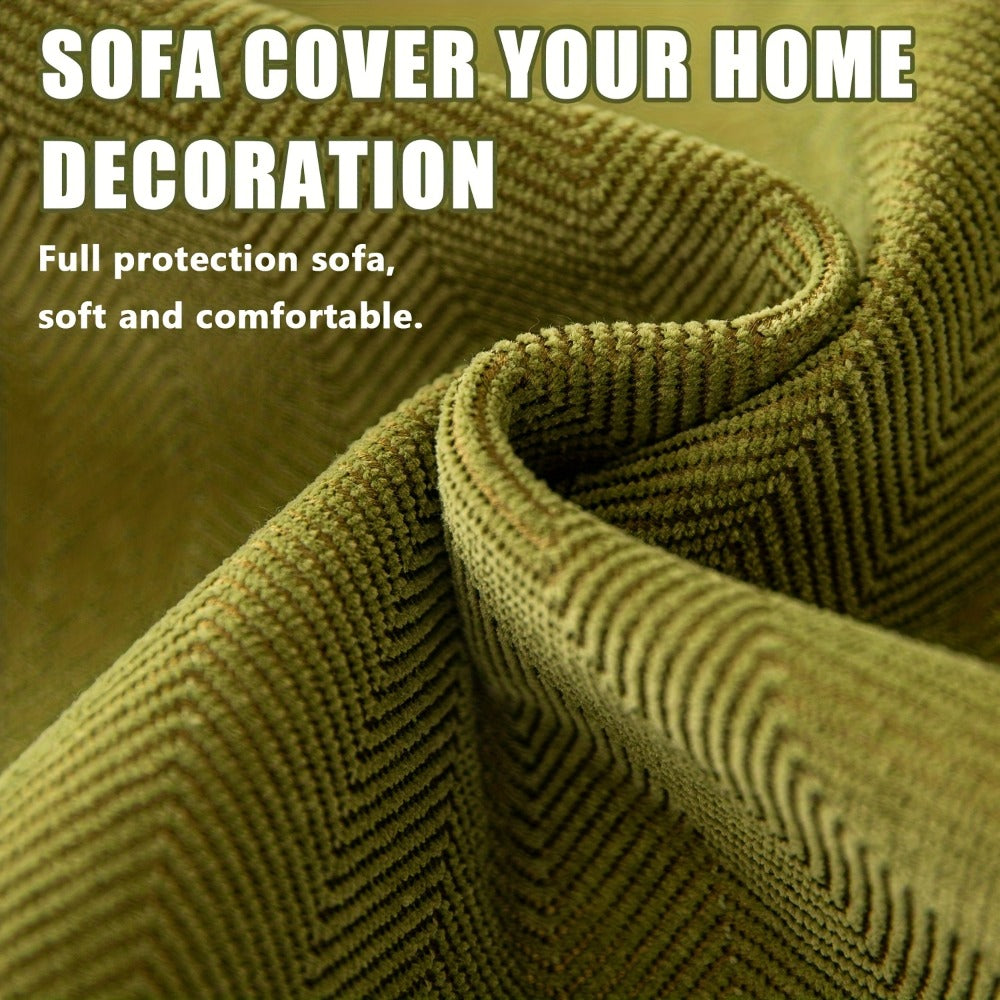 Sofa Cover Ribbed Chenille Stretch Panels for 1 to 4 Seats, Armrests or Cushions with Model-Specific Size and Color Options