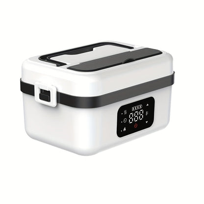Heated Lunch Box, 8000mAh Battery-Powered 60W 1L Food Warmer with Timer and Power Bank Function