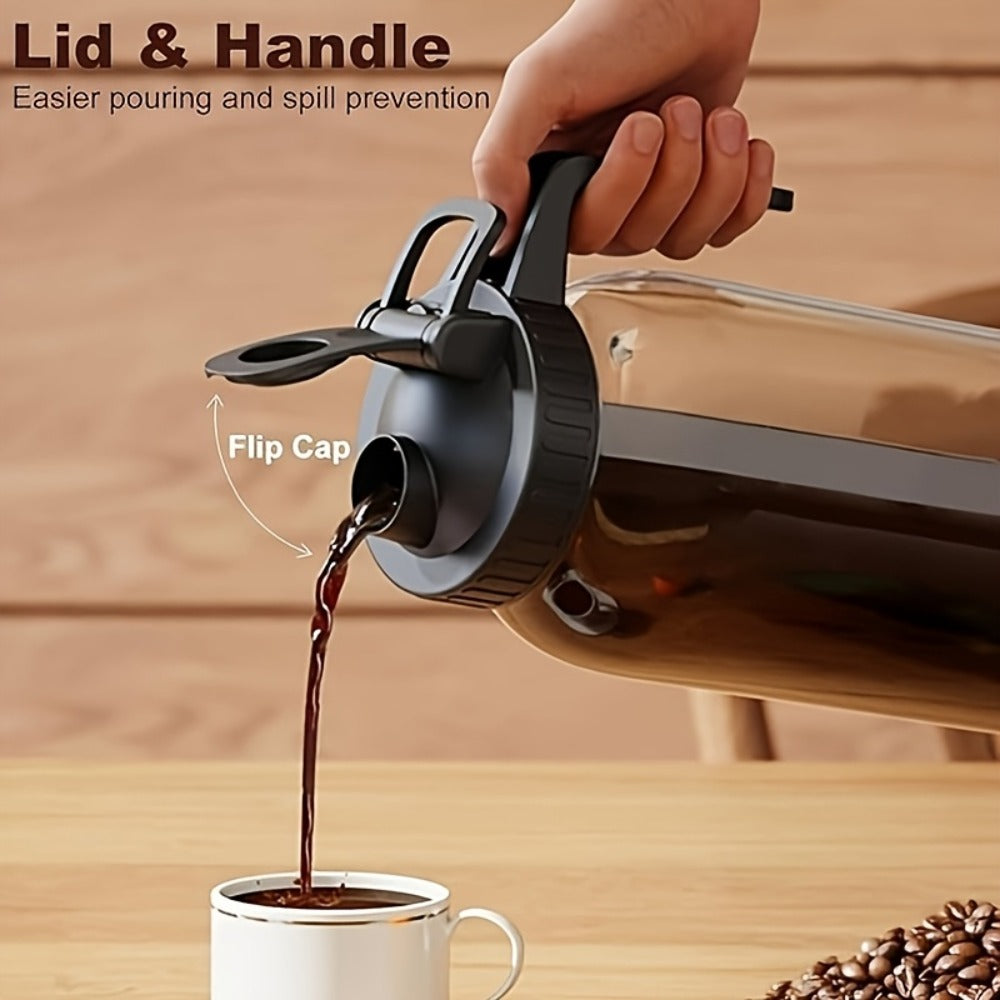 Cold Brew Coffee Maker with Stainless Steel Filter & Cleaning Brush – Large Capacity Glass Mason Jar Pitcher for Home, Kitchen