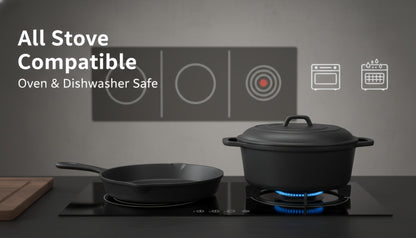 Cast Iron Cookware Set for Kitchen Camping BBQ – Non-Stick Skillet Dutch Pot Frying Pan Baking Tray Griddle Options