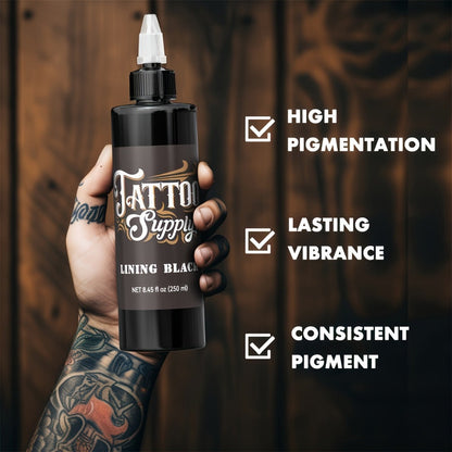 Neebol Super Black Tattoo Ink Darkest Outlining Shading Blending Fade-Resistant Professional Body Art Pigment for Artists & Beginners 100ml