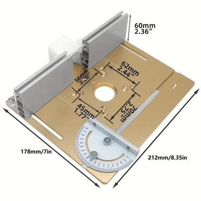 Aluminum Router Table Insert Plate with Fence & Miter Gauge - Precision Woodworking Tool, Dual Function Design