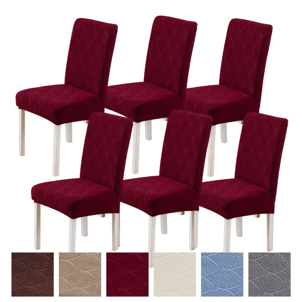 Chair Cover Set of Six Stretch Dining Slipcovers with Little-Leaf Pattern in Six Available Color Choices