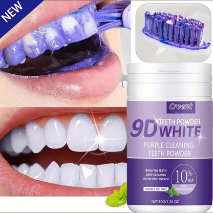 Purple Teeth Whitening Powder - 9D Color Correcting Tooth Powder for, 360° Deep Cleansing & 12H Fresh Breath
